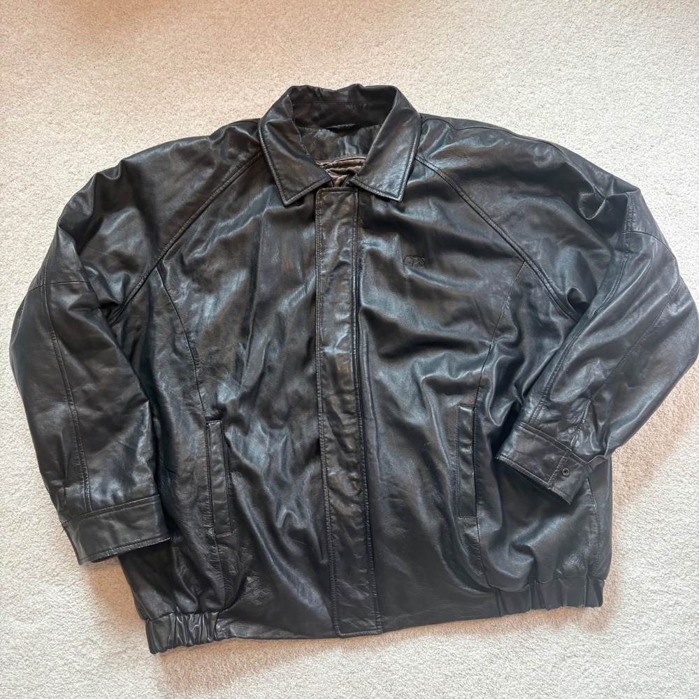 L.A. Leather Black Jacket Mens 3XL Big Quilted Removable Liner Used Zipper Snap